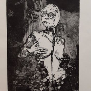 Gravures & estampes intitulée ""Je te nue-cléaire"" par Bergstrasser Laurent, Œuvre d'art originale, Eau-forte