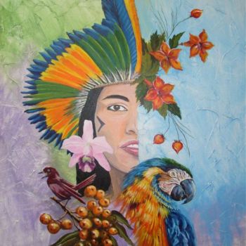 Painting titled "Brazilian native in…" by Capy, Original Artwork