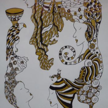 Drawing titled "sources d'esprits" by Laurence David, Original Artwork