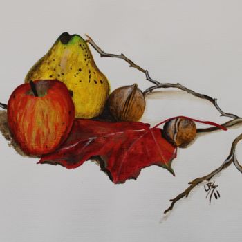 Pintura titulada "Fruits d'automne" por Laurence De Chabot, Obra de arte original, Acrílico