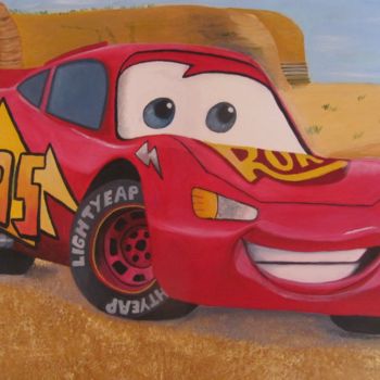 Peinture intitulée "Cars dans le desert" par Laure Cornillac, Œuvre d'art originale, Huile