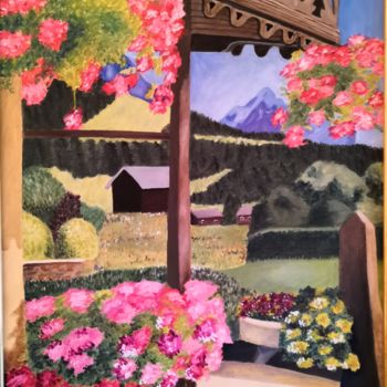 Peinture intitulée "balcon-de-montagne" par Laure Cornillac, Œuvre d'art originale, Huile