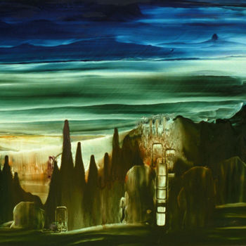 Painting titled "La Ville Souterraine" by Janine Carion, Original Artwork, Acrylic