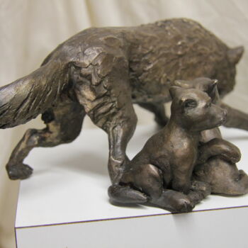 Sculpture intitulée ""Louve et ses louve…" par Le Cann, Œuvre d'art originale, Bronze