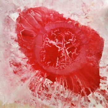 Картина под названием "Coeur rouge" - Le Corps De La Couleur, Подлинное произведение искусства, Акрил Установлен на Деревянн…