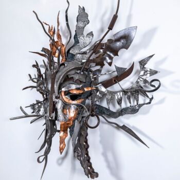 Escultura titulada "Masque de gladiateur" por Le Petit Juan, Obra de arte original, Metales