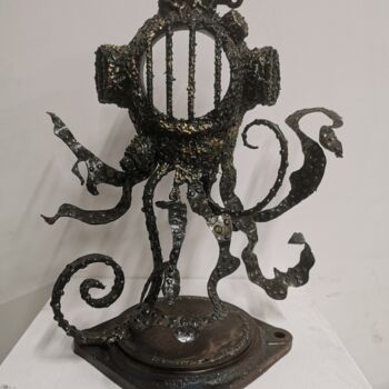 Sculpture titled "Scaphandre" by Le Petit Juan, Original Artwork, Metals