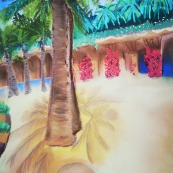 Pintura intitulada "Palmiers espagnols" por Lê Thi Mai, Obras de arte originais, Pastel