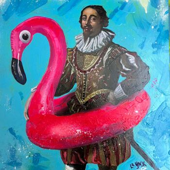 Malarstwo zatytułowany „Vélasquez Flamingos…” autorstwa Le Yack, Oryginalna praca, Akryl