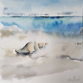 Painting titled "Seashell On The Sea" by Léa Bruel, Original Artwork, Watercolor