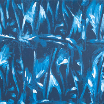 Ζωγραφική με τίτλο "Reflet bleu" από Léa Coutureau, Αυθεντικά έργα τέχνης, Ακρυλικό