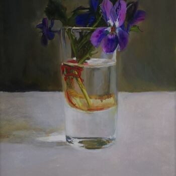 Peinture intitulée "Field violets" par Lea Laboy, Œuvre d'art originale, Huile