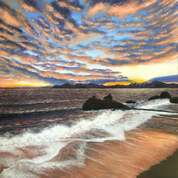 Pintura titulada "Sunset on the beach" por Lea Minaříková (Leam), Obra de arte original, Acrílico