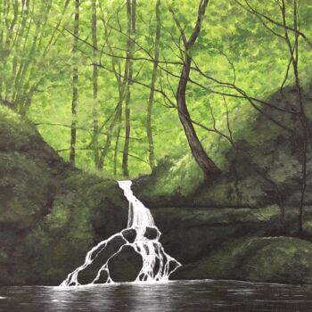 Pintura titulada "Stream in the forest" por Lea Minaříková (Leam), Obra de arte original, Acrílico
