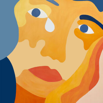 Pintura titulada "La larme" por Léa Mongiat, Obra de arte original, Acrílico Montado en Bastidor de camilla de madera