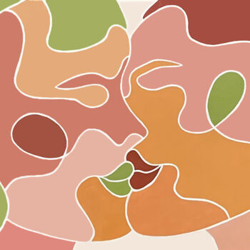 Peinture intitulée "Le baiser" par Léa Mongiat, Œuvre d'art originale, Acrylique Monté sur Châssis en bois