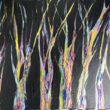 Peinture intitulée "Troncs d'arbres à l…" par Lea Monnier Art, Œuvre d'art originale, Acrylique