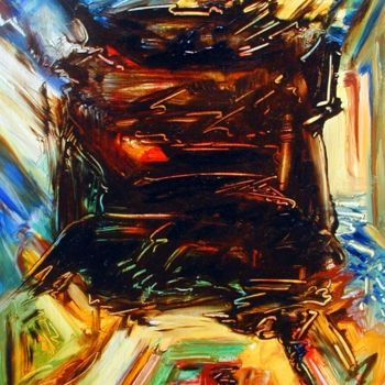 Peinture intitulée "falaise 2" par Gilles Guilbert, Œuvre d'art originale, Huile