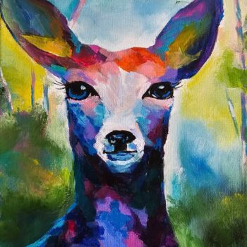 Malerei mit dem Titel "Little Deer" von Leah Marie Goddard, Original-Kunstwerk, Acryl