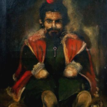 Painting titled "EL ENIGMA DEL BUFON…" by Alexander Leal Cid, Original Artwork, Oil