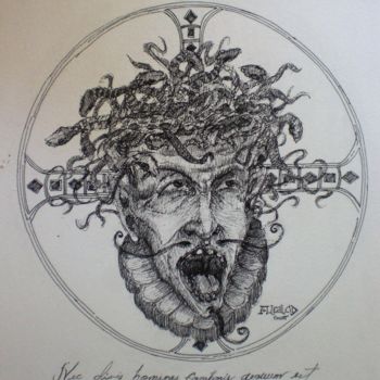 Dibujo titulada "Nec Divis Homines C…" por Alexander Leal Cid, Obra de arte original, Tinta