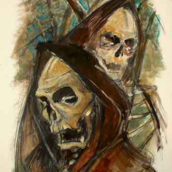 Pittura intitolato "La danse macabre- l…" da Alexander Leal Cid, Opera d'arte originale, Altro