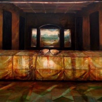 Painting titled "LA ULTIMA CENA (LE…" by Alexander Leal Cid, Original Artwork, Oil