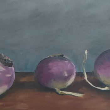 Painting titled "Trois navets" by Léana Ramspacher, Original Artwork, Oil