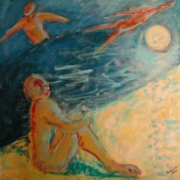 Peinture intitulée "Bain de nuit" par Ileana Haber, Œuvre d'art originale