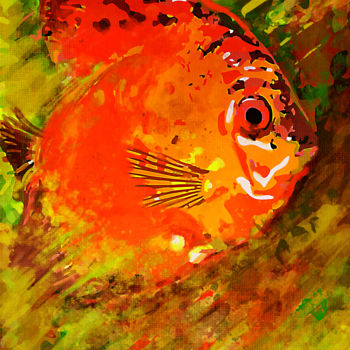 Digital Arts titled "Fish" by Leandro Jorge, Original Artwork, Digital Painting