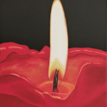 Painting titled "Coeur de flamme" by Sylvie Léau, Original Artwork, Oil