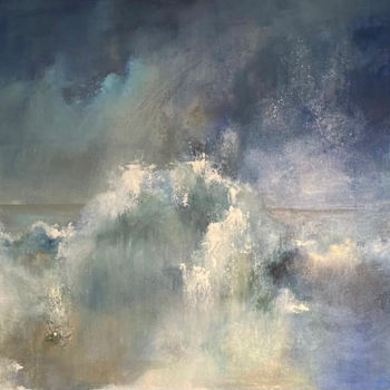 Peinture intitulée "Vague de nuages" par Barbara Lebert, Œuvre d'art originale, Huile Monté sur Châssis en bois