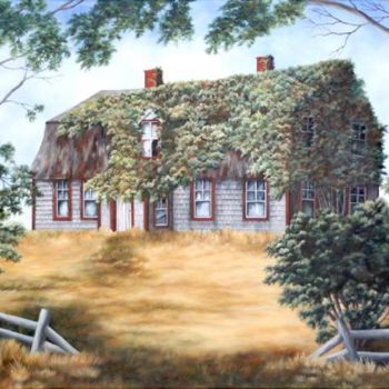 Pintura titulada "Acadian Homestead" por Debbie Leblanc-Kilpatrick, Obra de arte original, Oleo