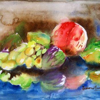 Painting titled "FRUITS ET SES REFLE…" by Thaline 1, Original Artwork, Oil