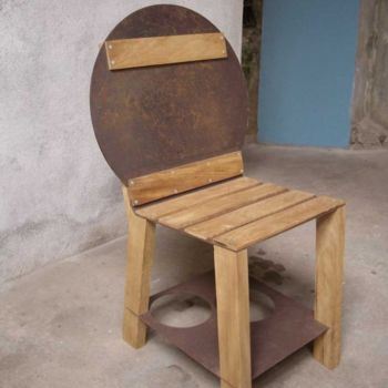 Design intitulée "chaise rond carré" par François Lebot, Œuvre d'art originale, Objets