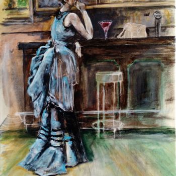 Painting titled "La femme en bleu de…" by Leboulanger, Original Artwork, Acrylic