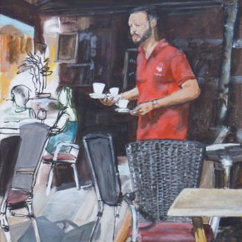 Painting titled "Trois cafés" by Leboulanger, Original Artwork
