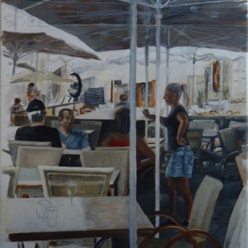 Painting titled "Sous les parasols" by Leboulanger, Original Artwork
