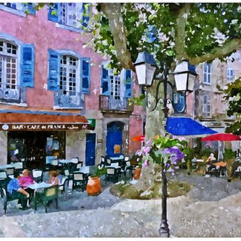 Painting titled "Cafe de France, Lor…" by Lebrosse, Original Artwork