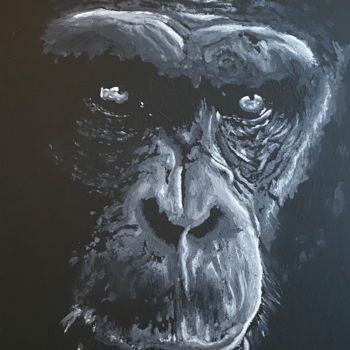 Painting titled "Monkey face" by Guillaume Leca, Original Artwork, Oil