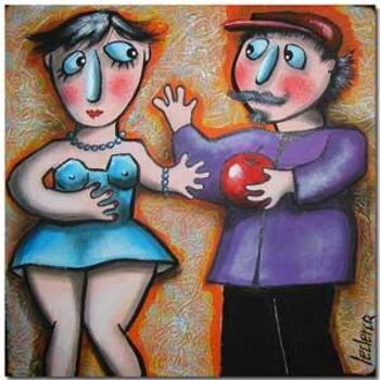 Painting titled "Adam et eve" by Bernadette Leclercq, Original Artwork, Oil