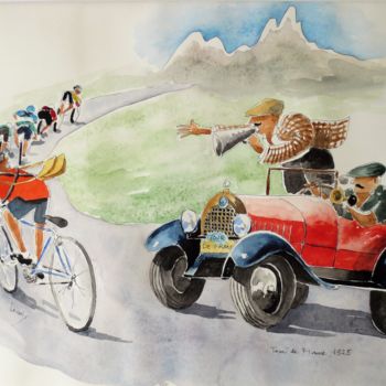 Painting titled "Tour de France...19…" by Jean Marie Lecoix, Original Artwork, Watercolor