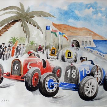 Painting titled "Monaca 1930" by Jean Marie Lecoix, Original Artwork, Watercolor