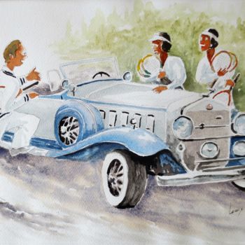 Pintura titulada "Cadillac 1935" por Jean Marie Lecoix, Obra de arte original, Acuarela