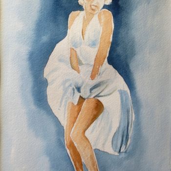 Painting titled "Marilyn" by Jean Marie Lecoix, Original Artwork, Watercolor