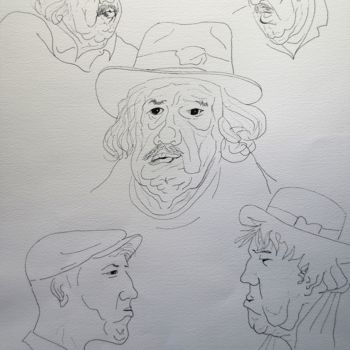 Drawing titled "Michel Simon" by Jean Marie Lecoix, Original Artwork, Ink