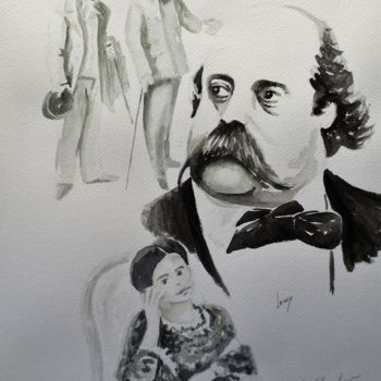 绘画 标题为“Flaubert” 由Jean Marie Lecoix, 原创艺术品, 水彩