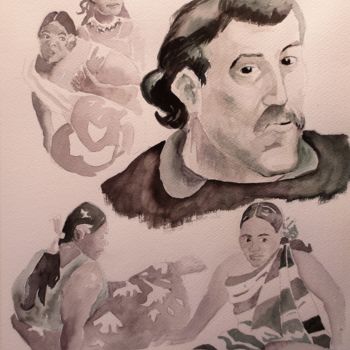 Painting titled "Gauguin" by Jean Marie Lecoix, Original Artwork, Watercolor