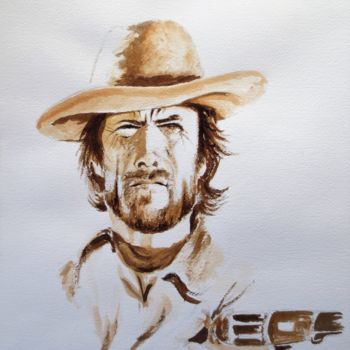 绘画 标题为“Clint ( 1 )” 由Jean Marie Lecoix, 原创艺术品, 墨