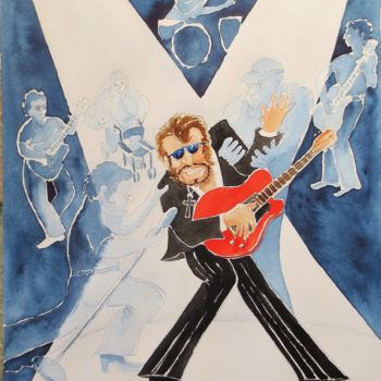 Peinture intitulée "Johnny en 2043" par Jean Marie Lecoix, Œuvre d'art originale, Aquarelle